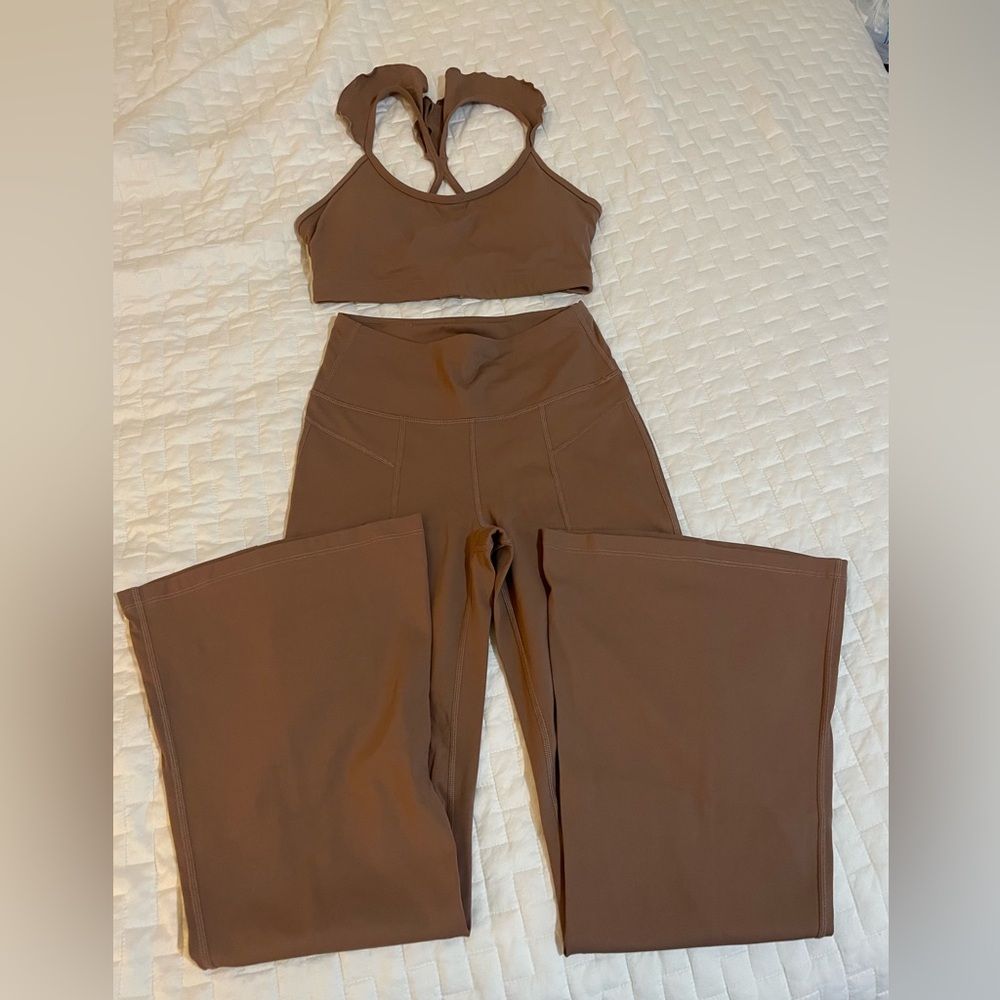JoyLab Brown Flare Pants & Top Set